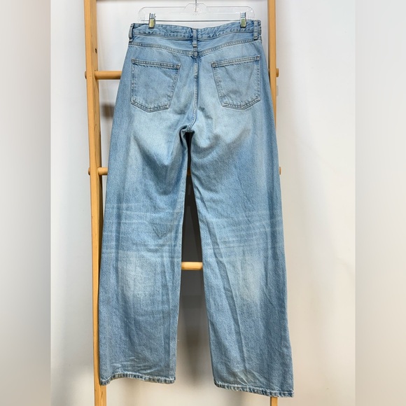 ZARA Women's light wash patchwork wide leg jeans size 6 - Picture 10 of 16